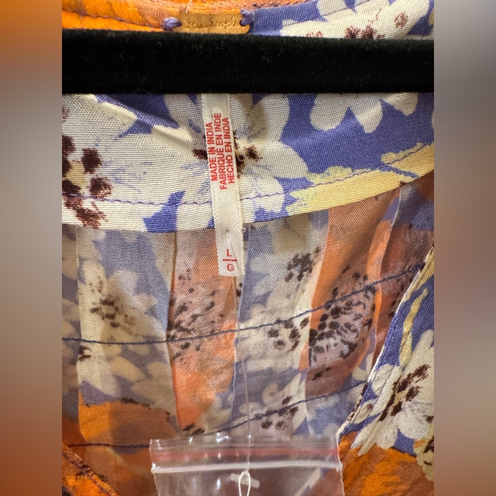 NWOT Free People Sugar Crush Mini Dress - orange purple floral - Large - Picture 6 of 6